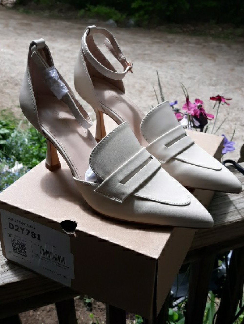 New Coutgo Elegant Women's Lt Beige Pointed-Toe Ankle-Strap Heels Pumps Shoes 8